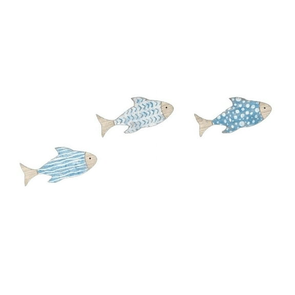 Nmdmisc 3 Pcs Wooden Fish Wall Decor Beach Nautical Coastal Theme Fish Wall Sculpture Wood School of Fish Wall Art Lake House Ocean Decor Vintage Ornaments for Home Bathroom Bedroom