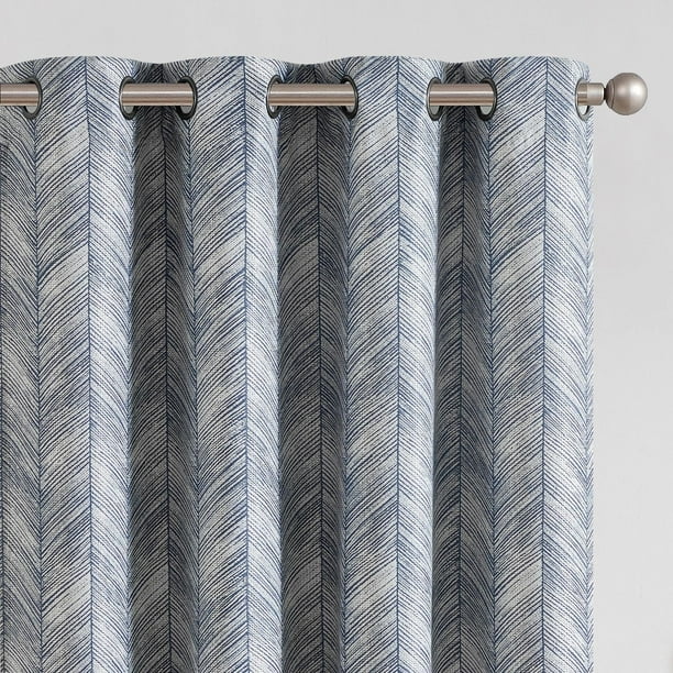 Cortinas Jinchan 244x127 cm Jacquard Azul Opacas