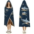 thumbnail image 3 of Shark Gifts, Shark Pattern Wearable Flannel Blanket Hoodie, Flannel Cloak Hooded Blanket Poncho, 3 of 6