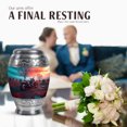 thumbnail image 4 of JAGASY Bike Small Urns for Human Ashes Keepsake, Blue Urn for Ashes Adult Male, Sunset Cemetery Trees Decorative Urns for Sister, Handmade Urn for Brother, (3 Inch), 4 of 7