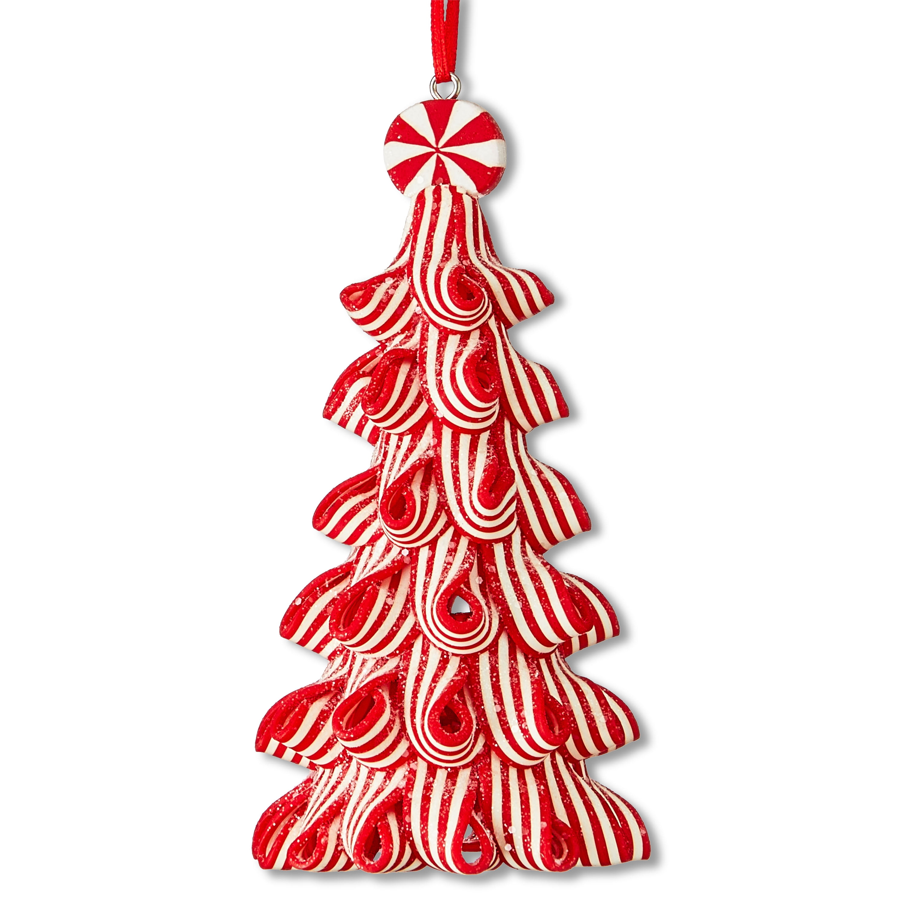 Red and White Ribbon Candy Christmas Tree Ornament, 4.5", by Holiday Time