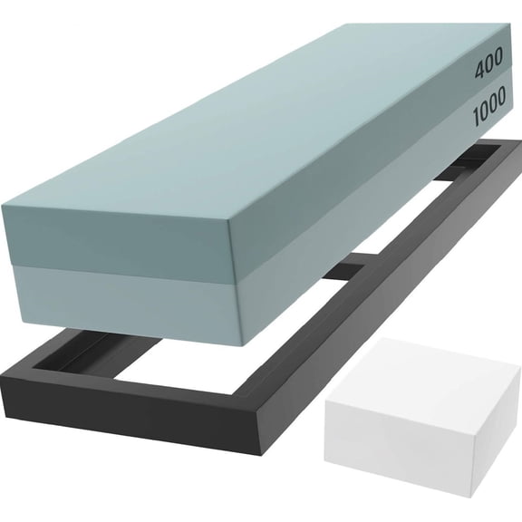 Premium Whetstone Knife Sharpening Stone 2 Side Grit 400/1000 Wetstone Kit -Wetstone Kitchen Knife Sharpener with Flattening Stone & NonSlip Rubber Base
