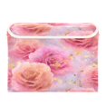 thumbnail image 2 of BZSMCE Storage Bin Cube Organizer Basket with Flip-Top Lid Pastel Rose Printed, 2 of 7