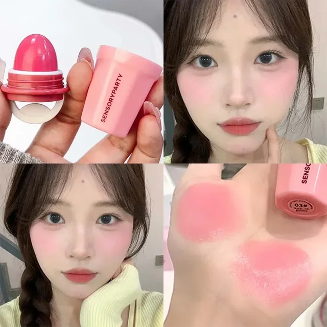 Colorete en barra monocromático, tinte para mejillas, colorete de contorno, maquillaje coreano, rosa, brillo, cosméticos nutritivos, resistente al agua