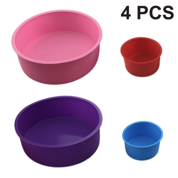 Silicone Cake Pan Round Cake Pan 4 Pieces Silicone Round Cake Molds Silicone Cake Pan Cake Pan 6 inch, 4 inch, Non-stick Pan Pan, Multi Colortype 1