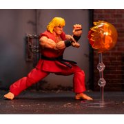 Jada Toys Street Fighter II Ken Action Figure Wave 2 - 6 Tall, Interchangeable Heads, Hands, Fireball Accessory