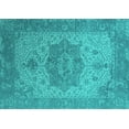 thumbnail image 1 of Ahgly Company Machine Washable Indoor Rectangle Oriental Turquoise Blue Industrial Area Rugs, 7' x 10', 1 of 4