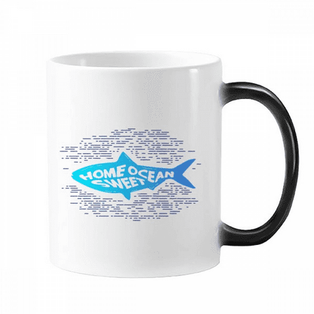 

Home Sweet Sea Fish Art Deco Fashion Mug Changing Color Cup Morphing Heat Sensitive 12oz