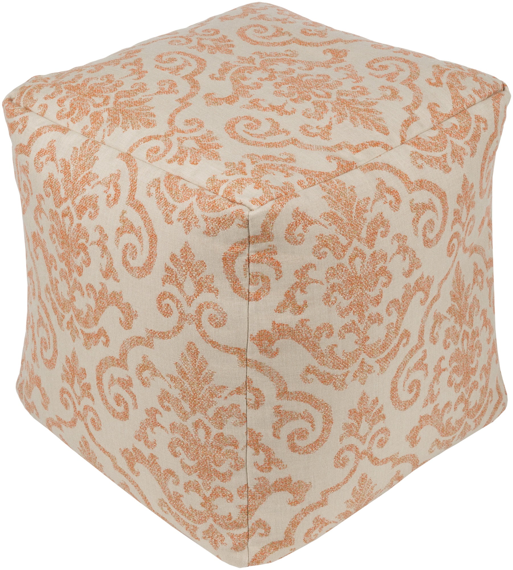 18" Orange and Beige Floral Decorative Square Outdoor ...