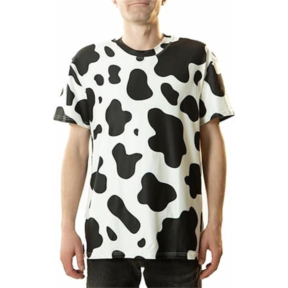 Krdevn Men's Casual Short Sleeve Cow Print T Shirt Comfortable Breathable Tee for Daily Wear Couples Matching Outfit,XXL