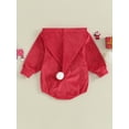 thumbnail image 4 of Wassery Infant Baby Boys Girls Christmas Outfits Newborn Fall Velvet Jumpsuit Deer Print Long Sleeve Hood Romper Christmas Festival Clothes 0-24M, 4 of 9