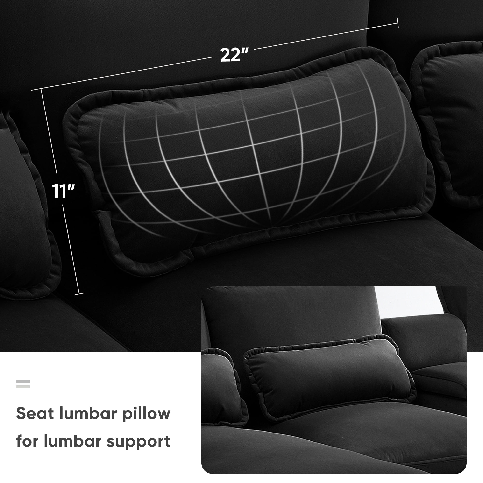 Harper & Bright Designs Sectional Sofa with Console and Cup Holders, Modern U Shaped Sofa Couch Sets with 2 Chaise Lounge, 4-seat Chenille Cloud Couch with USB Ports for Living Room Office, Black