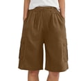 thumbnail image 3 of Kureaily Womens Summer Shorts Shorts For Women Linen Wide Leg Knee Length Casual Loose Fit Comfy Straight Leg Pant, 3 of 5