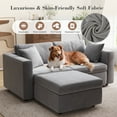 thumbnail image 3 of PPorfamilia 71" Velvet Loveseat with Ottoman, Modular Sectional 2 Seater Deep Seat Sofa with Storage, Soft Upholstered Couch with Cushions and Pillows for Living Room, Gray, 3 of 7