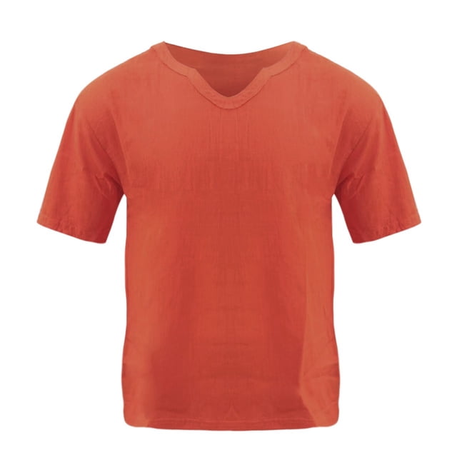 HBFAGFB Men's T-Shirts Summer V Neck Loose Short Sleeves Simple Breathable Pullover Tops Brown Size 2XL
