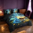 thumbnail image 2 of Manfei Kawaii Dragon Animals 7pcs Queen Bedding,Fantasy Trees Book Bedding Comforter Set Queen,Blue Brown,Black Reversible, 2 of 6