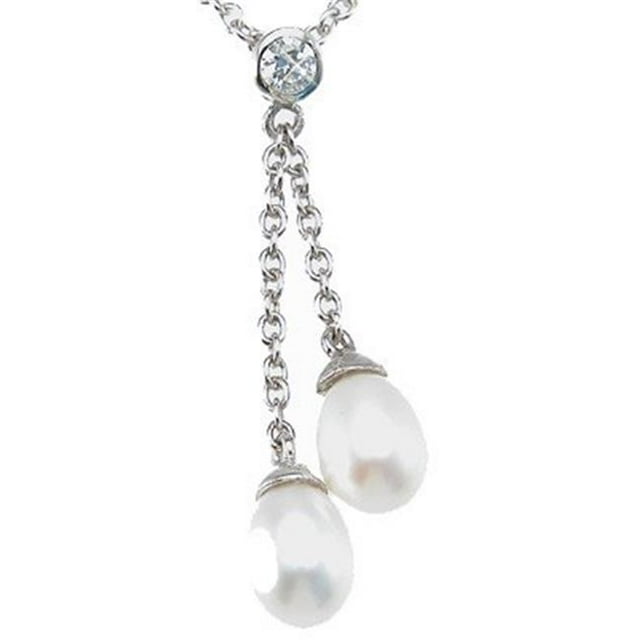 Sterling N6414 Collier de Mode Brillant en Zirconium Cubique d'Argent 925&44; Finition Rhodium