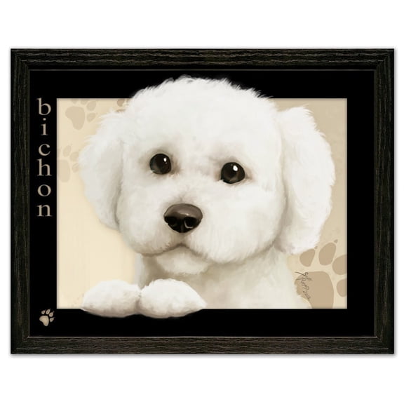 Bichon Dog by Scott Rogers Paws on the Picture Frame 13x10 Framed Art Print