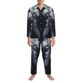thumbnail image 3 of Balery Elegant Feathered Floral Wings Pijama para Hombre de Dos Piezas con Manga Larga, Conjunto de Dormir y Descanso Suave con Bolsillos-X-Large, 3 of 7