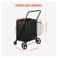 thumbnail image 5 of Folding Shopping Cart with Removable Waterproof Liner, 330LBS Large Capacity Jumbo Grocery Cart with Dual Basket, 360° Swivel Wheels, Dense Metal Mesh Base, Heavy Duty Utility Cart for Shopping, 5 of 9