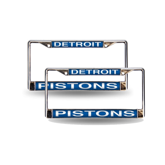 Detroit Basketball Pistons Chrome Metal (Set of 2) Laser Cut License Plate Frames