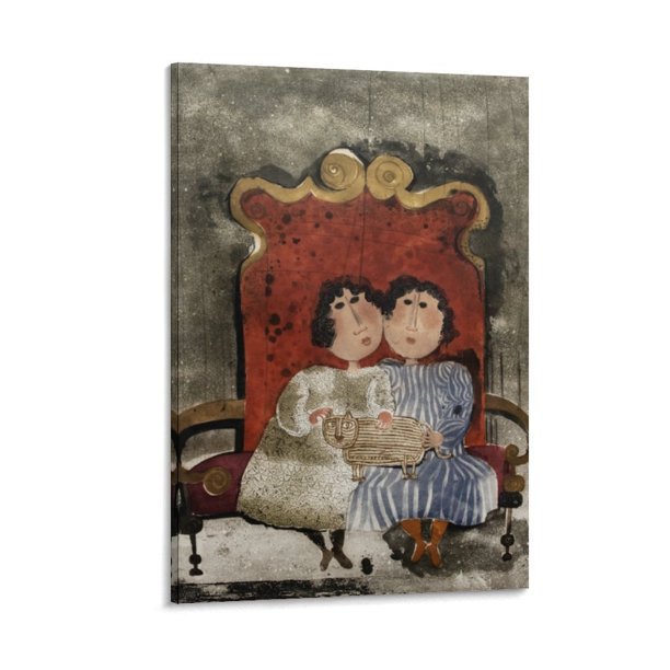 Graciela Rodo Boulanger Impresión Dos mujeres en una silla Impresión Foto Arte Pintura Lienzo Póster Decoración para el hogar Dormitorio Decoración moderna Pósteres Regalos 12x18 pulgadas (30x45 cm)
