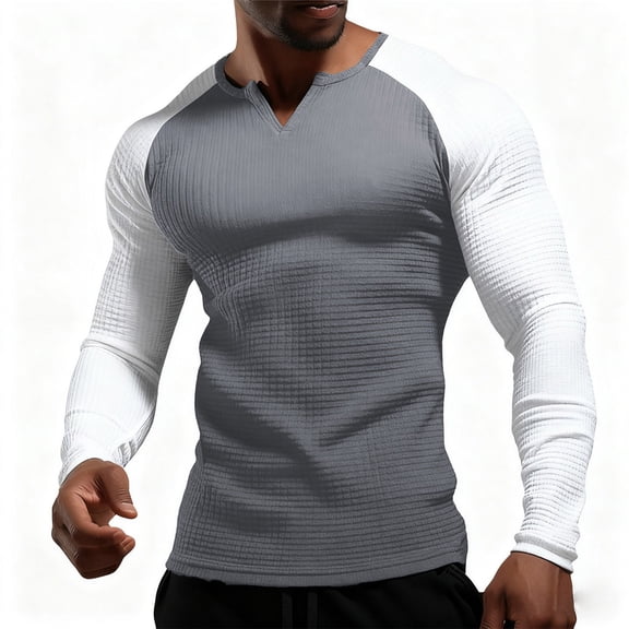 Mens Tee Shirts Raglan Sleeve Waffle Knit Short Sleeve Pullover Tops Lightweight Soft Athletic Top Grey L