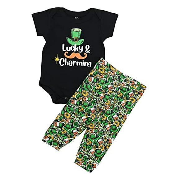 Unique Baby Boys St Patricks Lucky And Charming Layette Set (6M, Green)