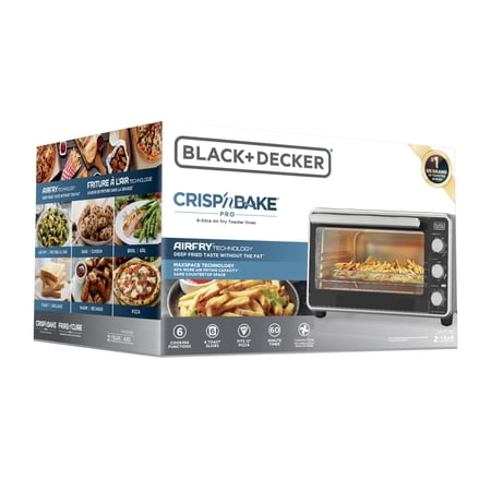 BLACK+DECKER BLACK + DECKER CRISP ‘N BAKE PRO 6-SLICE AIR FRYER TOASTER OVEN WITH BASKET, PAN, RACK & TRAY, STAINLESS STEEL