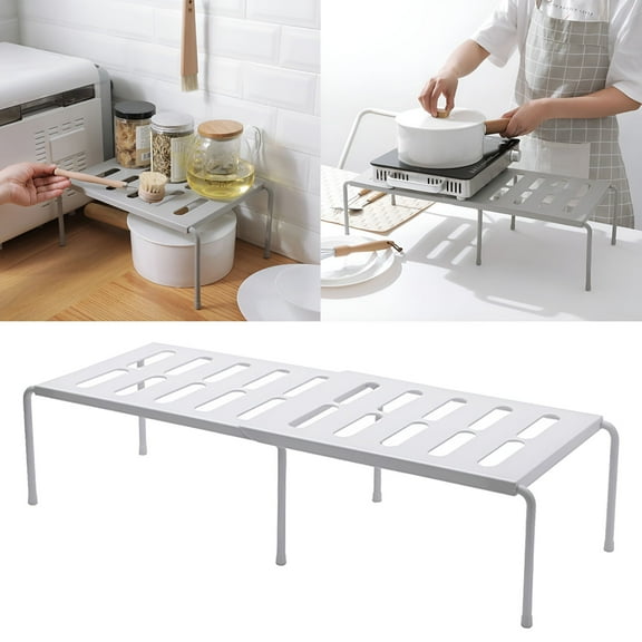 LAMIRO Expandable Stackable Kitchen Cabinet Shelf Organizer Storage Space Saving Cupboard Plate Dish Counter & Pantry Organizer