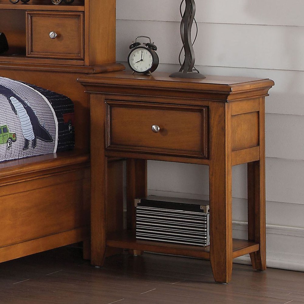 Nightstand with 1 Drawer, Cherry Oak