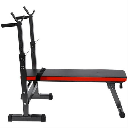 Qiilu Adjustable Weight Bench Folding Weight Lifting Flat Incline Bench Push Bench Dumbbell Rack Training Bench Flat Crunch Sit Ups Board For Strength Exercise Body Workout Black Red (Best Kind Of Push Ups For Chest)