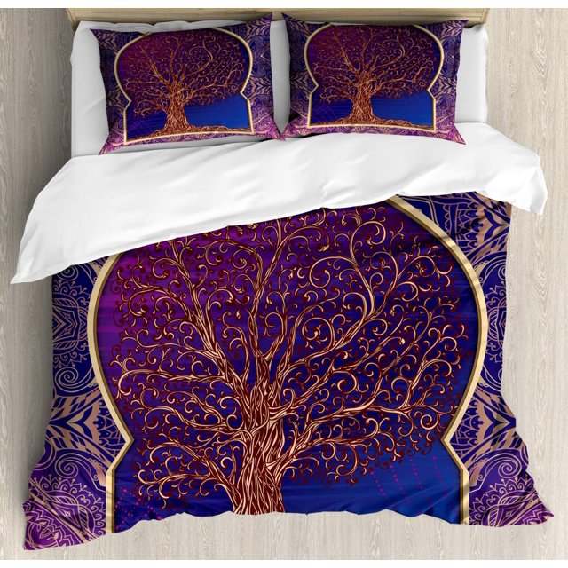 Juego de Funda Nórdica, Árbol con Ramas Curvas sin Hojas Oriente Medio Marroquí