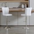 thumbnail image 2 of Tcbosik Barstools Set of 2, 24.8"-33.4" Height Adjustable Swivel Bar Stool, PU Leather Counter Height Stool for Kitchen, Dining Room, White, 2 of 8