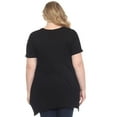 thumbnail image 5 of White Mark Short Sleeve Shirred Front Knit Tunic Top with Pockets, Women's Plus, 1X-3X, 5 of 6