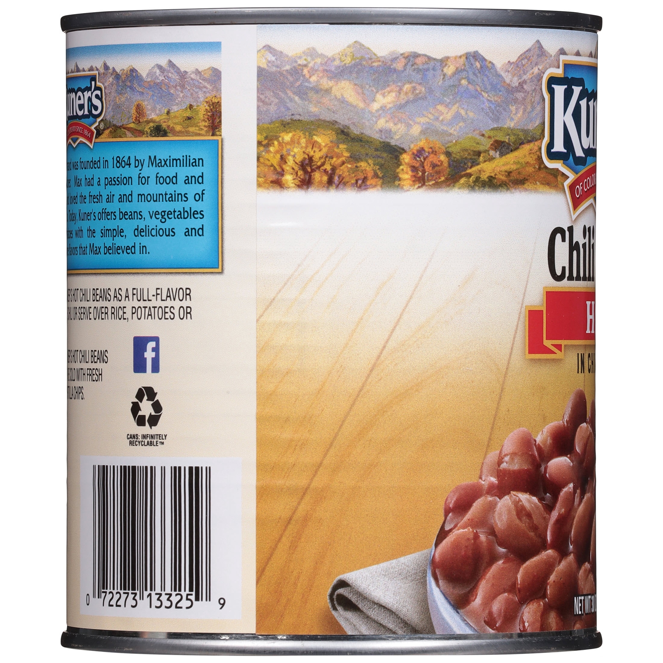 Kuner's Hot Chili Beans in Chili Sauce 30 oz. Can