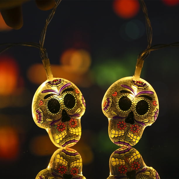 Lámpara Luces decorativas de 15 m luz de calavera ABS sin batería para decoración de ambiente de Halloween Tmvgtek Para estrenar
