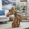 thumbnail image 3 of 31" x 33" Brown Teak Wood Handmade Horse Sculpture, by DecMode, 3 of 11