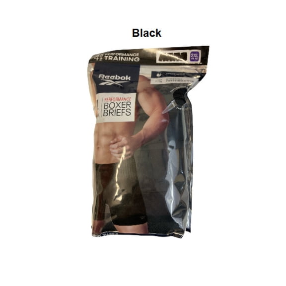 Reebok Men's Speedwick Performance Training Boxer Briefs 4 Pack (Black, XL)