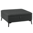 thumbnail image 4 of CorLiving Linden Black Upholstered Square Storage Ottoman with Metal Legs, 4 of 9