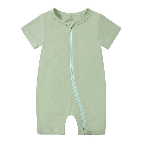 AWZXDE Baby Girls Boys Rompers Pajamas Zipper Short Baby Clothes Sleeve Sleeper Jumpsuit For 0 To 2 Years Summer Light Green