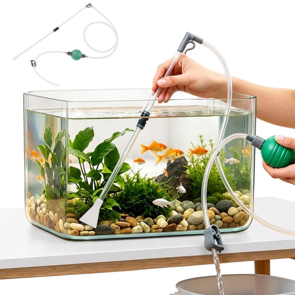 Aquarium Siphon Vacuum Manual for Small Aquarium 5-10 Gallon Fish Tank