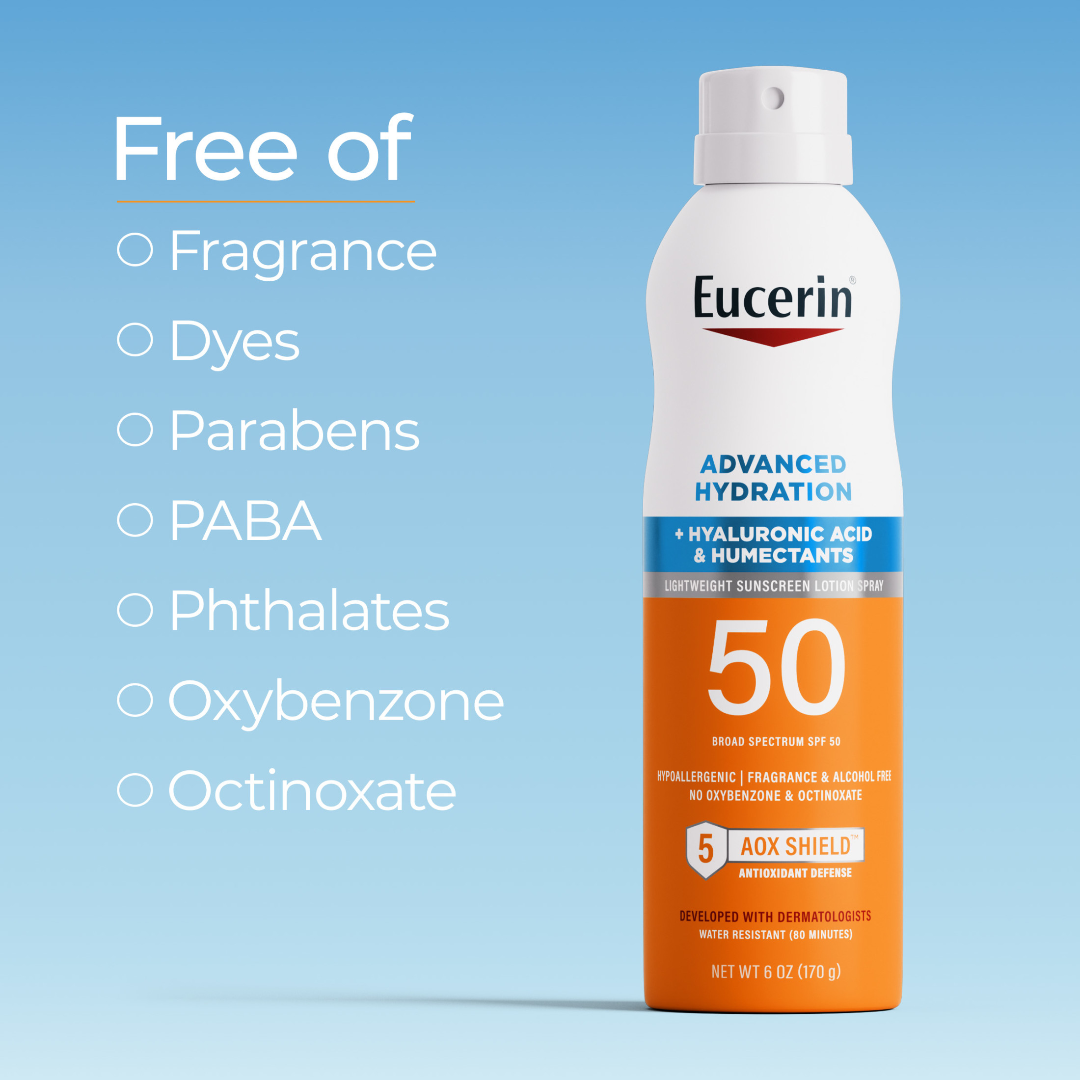 Eucerin Sun Advanced Hydration SPF 50 Sunscreen Spray, 6 oz photo 6