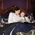 thumbnail image 4 of Homewish Hippie Butterfly Queen Comforter Set, Flower Moon Stars Comforter Sets Queen, Black Reversible 3 Piece, 1 Comforter and 2 Pillowcases, 4 of 6