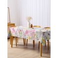 thumbnail image 3 of Happy Easter Rectangle Tablecloth, Spring Easter Bunny Eggs Floral Gray Wooden Waterproof & StainResistant Tablecloth, Washable Oil-proof Table Cover for Dining/Party/Wedding/Camping/Buffet 54x108 In, 3 of 9