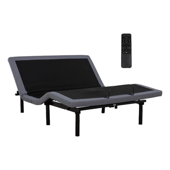 Pemberly Row Adjustable Bed Base with Wireless Remote - Gray Fabric