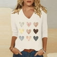 thumbnail image 2 of Women's Tops, Tees & Blouses 3/4 Sleeve Soft Blend Hearts Blouses Graphic Print T Shirt, 2 of 4