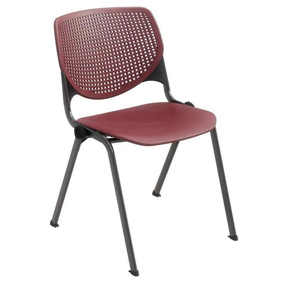 Pemberly Row Modern Transitional Plastic Stack Chair in Burgundy