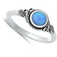 thumbnail image 4 of CHOOSE YOUR COLOR Bali Design Blue Simulated Opal Ring .925 Sterling Silver Band CZ Female Size 8, 4 of 4