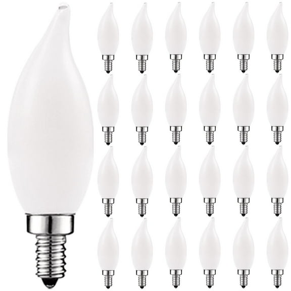 Luxrite LED Chandelier Light Bulb, E12 LED Bulb Dimmable, 40W Equivalent, 2700K Warm White, Flame Tip, 360lm, UL, 24PK